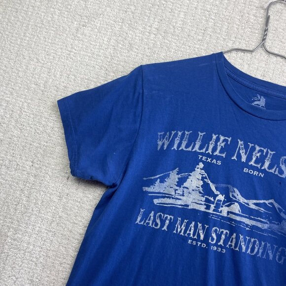 Willie Nelson Last Man Standing Size M Blue Shirt Country Legend Texas Born Read - Picture 2 of 16